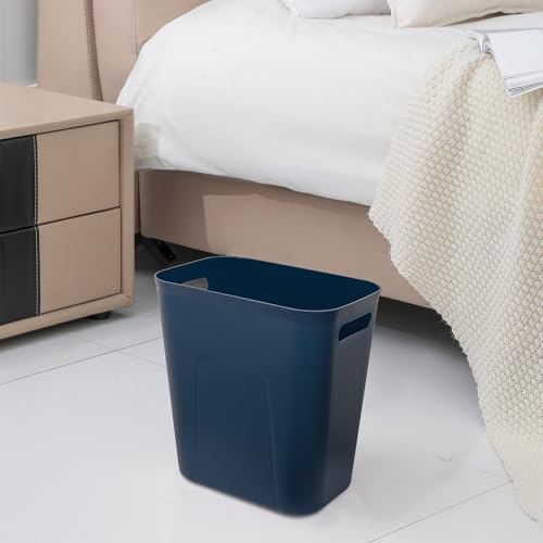 Image of UUJOLY Plastic Small Trash Can Wastebasket, Garbage Container Basket for Bathrooms, Laundry Room, Kitchens, Offices, Kids Rooms, Dorms, 3.5 Gallon, Navy Blue, 2 Pack