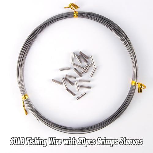 Alwonder Fishing Wire con 20 Crimps 32.8ft 60LB miniatura 7