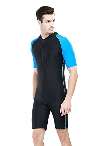 WOWDECOR Surfing - Bañador para Mujer y Hombre (Manga Corta, protección Solar), Color Azul y Rosa, Men, XL(Height: 5'7"-5'9") Cover