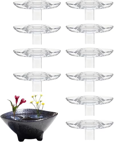 10Pcs Creative Floating Floral Arrangement Holder, 2025 Innovative Floating Flower Display Stand, Clear Acrylic Floating Flower Bowl Stem Holder, Modern Floating Vase Pedestal Stand,Suitable for bowl/fish tank float