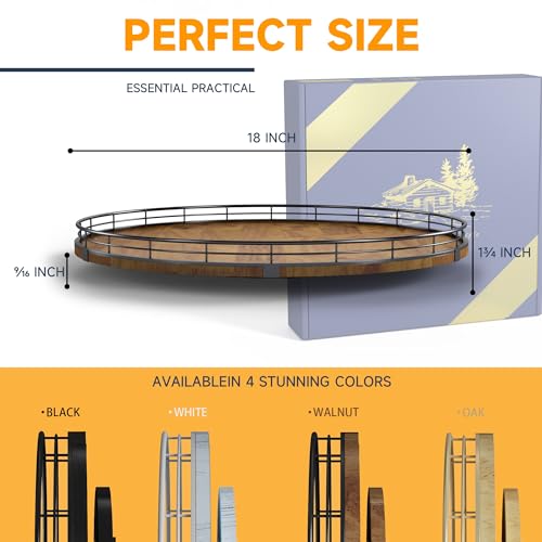 Image of Farmhouse Oak 18 inch Lazy Susan Turntable Organizer for Cabinet, Round Wooden Lazy Susan Organization and Storage for Dining Table, Pantry, Kitchen, Countertop, Cupboard,Home Decor, Walnut Wood (18 inch)