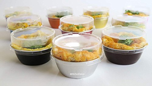 Kitchendance Disposable Aluminum 4 Oz. Ramekins- Color & Lid Options- Pack Of 100 (With Stackable Lid, Silver) #TOP4