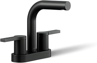 KOHLER Elate Centerset Bathroom Sink Faucet, 1.2 GPM | 33591-4-BL, Two Lever Handles, Premium Durable Metal, Matte Black