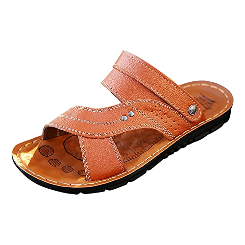Pantoufles antidérapantes pour homme en cuir pour éviter les glissades d'été