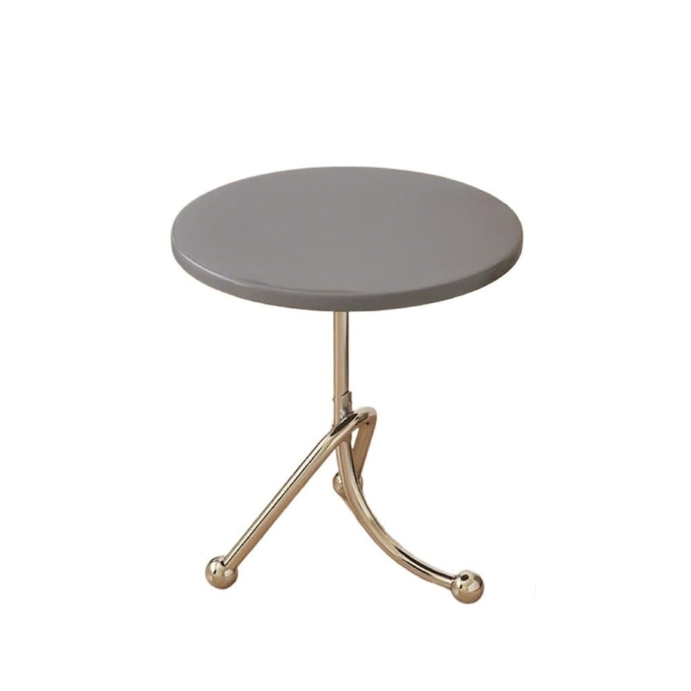 ZTHYSHOZ Coffee Table Retro Small Tea Table Round Sofa Side Balcony Bay Window Bedside Storage Rack(Gris,Small)