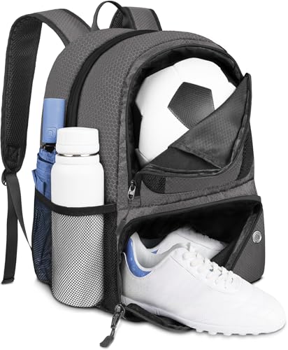 YOREPEK Soccer Backpack, Lightweight Soccer Bag with Ball Holder for Mens Womens, Water resistant Sport Equipment Bags Fit Basketball Volleyball Football Accessories to Match Training