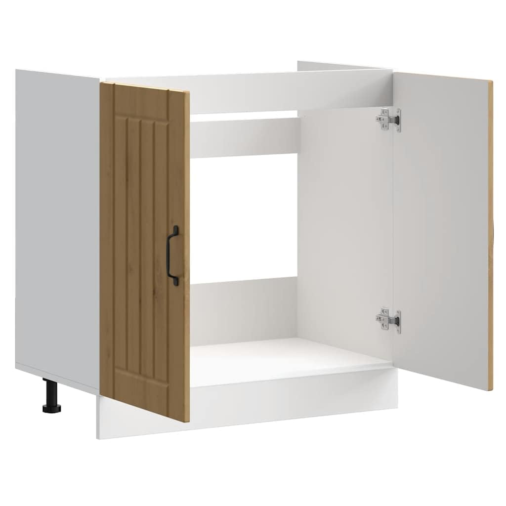 Meuble sous évier 80 x 46 x 81,5 cm Lucca Bois Chêne Artisan