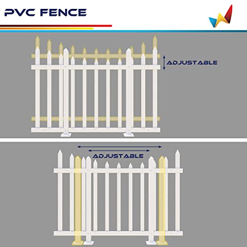 Windscreen4Less Outdoor Vinyl Picket Fence Panels Decorative Pvc Barrier Fencing For Porch Patio Front Door Yard Garden Pool W 46" X H 24" (2 Sets) White Freestanding With 11 Pickets Scallop #TOP7