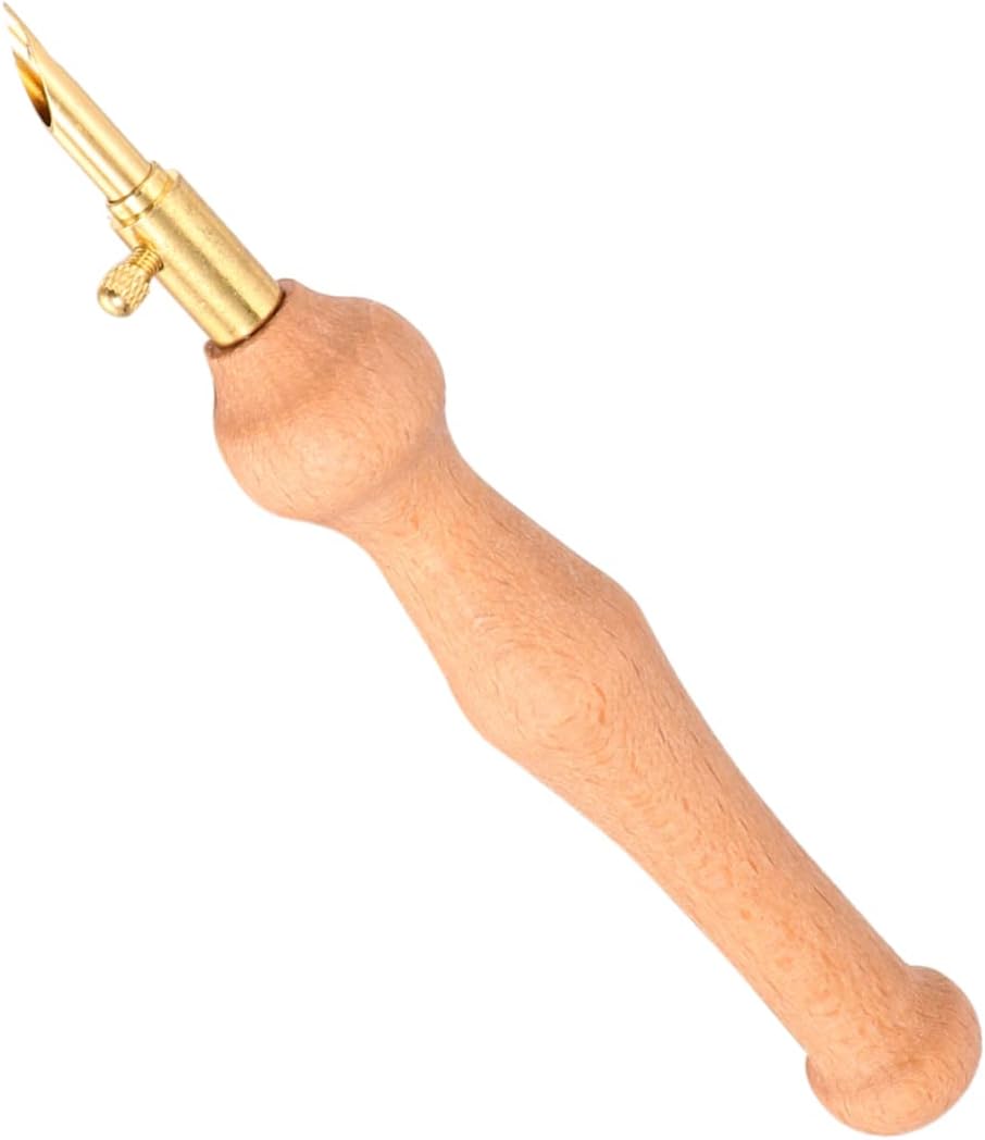 Angoily Wooden Handle Copper Embroidery Needle Threader Adjustable Thickened Design for Easy Sewing and Crafting for Embroidery Enthusiasts and Projects