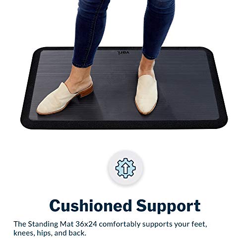 Image of Vari Standing Mat 36x24 (VariDesk) - Anti Fatigue Non-Slip Mat - Standing Desk Accessory, Cushioned for Comfort - Perfect for Home, Office, or Kitchen Indoor Floor - Black