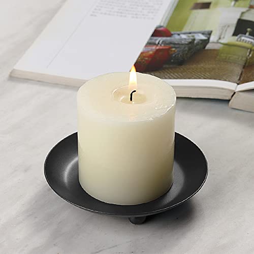 Candle Holder Decorative Iron Plate,Candle Stand For Led & Wax Candles,Spa,Bathroom,Weddings,4.33X0.78Inch,Set Of 3 (Matte Black) #TOP4