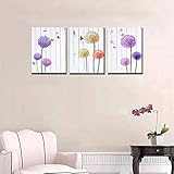 Dandelion and Butterfly purple flowers Canvas Prints Wall Art Paintings Abstract Wall Artworks Pictures Thumb #6