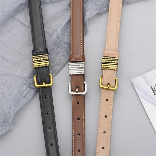 Belts for women, Waist Belt Women's Waist Belts Vintage Pure Cowhide Belts Denim Suit Pants Artistic Belt Alloy Pin Buckle Belt(Beige,100 CM)3