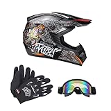 Senhill Motocross Helmet Dirt Bike Helmets Off-Road Helmet with Gloves Goggles for Unisex Adult...