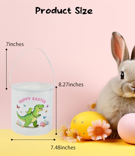 Image of Dinosaur Easter Bucket Easter Basket for Kids Baby Storage Basket Cute Toy Storage Bin Organizer Shelf Book Basket Easter Room Decor(Dinosaurs)