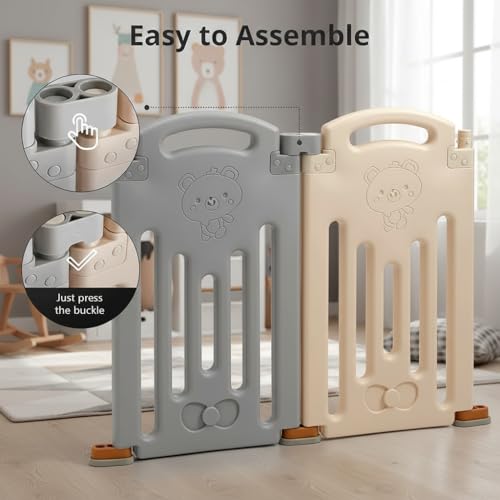 Image of Uanlauo Baby Playpen, 2 Panel Foldable Play Yard for Toddlers, Easy Assemble Safety Baby Fence, Play Pens for Babies and Toddlers,Babies Fence Play Yards
