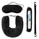Coussin Tour de Cou Voyage Sac de Rangement, Vêtements Remplissable Coussin Avion Cou, Coussin...