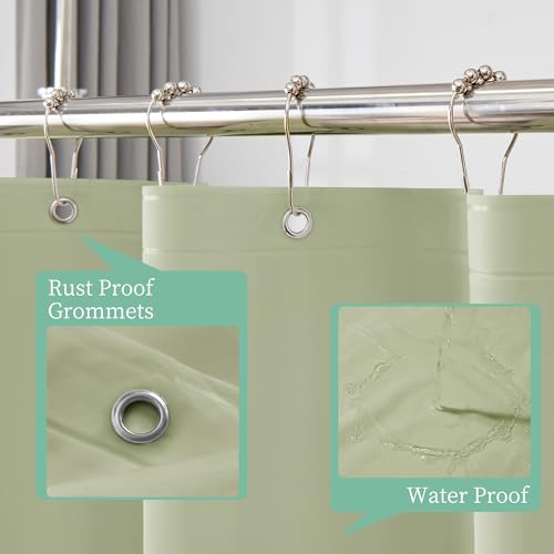 Image of Mrs Awesome Sage Shower Curtain Liner with 3 Magnets, 72x72 Premium Flexible Sturdy Plastic Shower Curtain for Bathroom Lightweight & Waterproof, Desert Sage