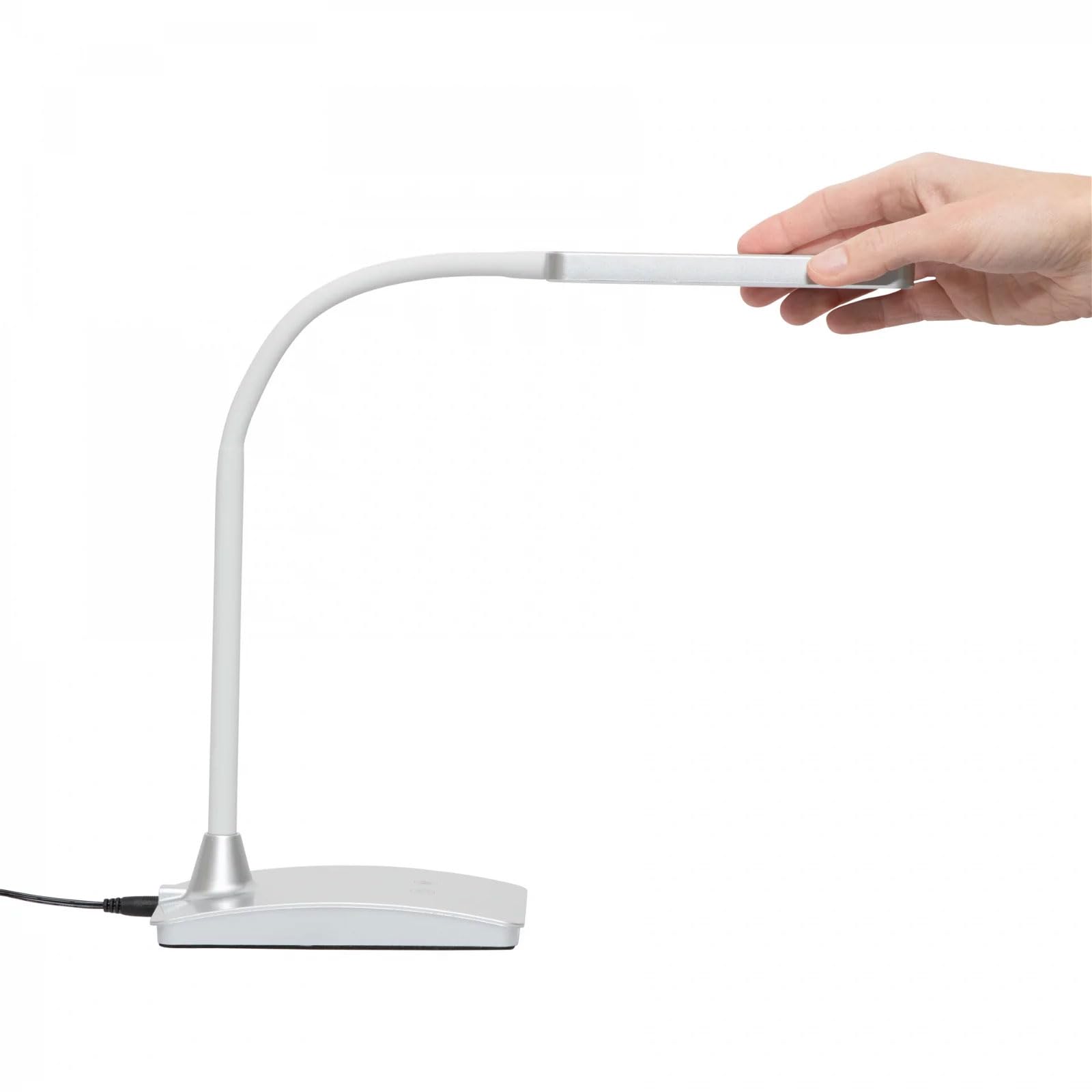 MAUL Lampa Stołowa Led MAULpearly Colour Vario, Ściemniana – Wydajna Lampa Biurowa na Biurko O Temperaturze Barwowej 3000-6500 K – Srebrna