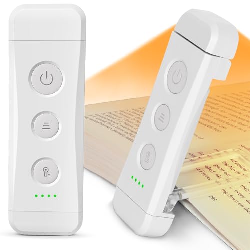 Glocusent Reading Light: 3 Amber Colors & 5 Brightness Dimmable - Rechargeable Book Light for Reading in Bed Portable Clip on Book Lights with Brighter Light and Longer Runtime for Book Lovers Kids