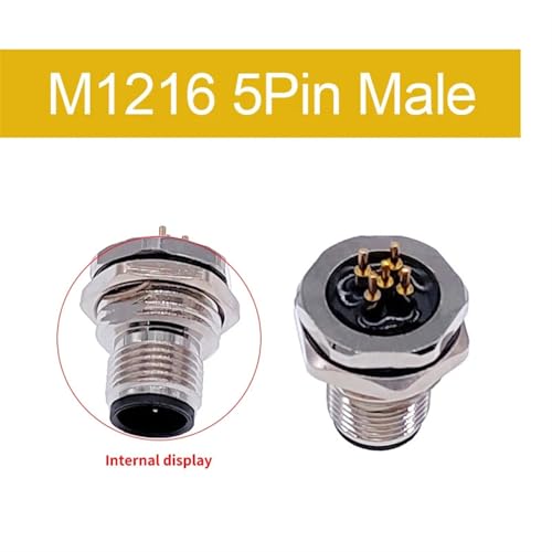 Conector M12 macho de 5 pines con acoplamiento roscado para sensor, pack de 5 unidades 2
