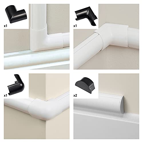 Image of D-Line Large Cable Raceway Accessory Pack, Join 2in x 1in Cord Cover Lengths, 5 Accessories Included, Hide Cords Around a Variety of Angles - Black
