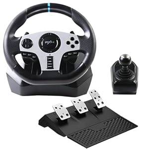 GAMEZZ24 Gaming Racing Wheel, V9 270/900 Adjustable Racing Steering Wheel, With Clutch And Shifter, Support Vibration And Headset Function, Suitable For Pc, Ps3, Ps4, Xbox One, Nintendo Switch