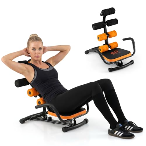 Image of Goplus Ab Machine, Core Abdominal Trainer w / 3-Position Adjustable Backrest, Foam Support, Ab Trainer Sit Up Bench Chair Ab Rocket Exercise Equipment for Home Gym Full-Body Workout