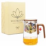 WOLTBLOOM Enchanti Tea Pot - Modern Glass Infuser Teapot - Water Separation Magic Teapot with Heat-Resistant Handle - Elegant Gift Box & Writable Card - Perfect for Loose Leaf Tea - 800 ML (27oz)