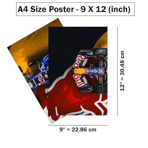 Image of Wrap & Wish Red Bull Racing RB22 Formula 1 2026 Top View Split Wall Posters Set (A4 Size, 9x12 Inch) | Pack of 3 | Vintage F1 Designs & Marvel Room Decor