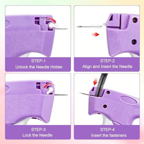 Image of Stitch Gun for Clothes, Handheld Quick Clothing Fixer | 3000 Fasteners (1000 Black /1000 White /1000 Color) + 6 Needles, for Quick Clothing Repairs, Retail Tagging, and Fabric Crafts