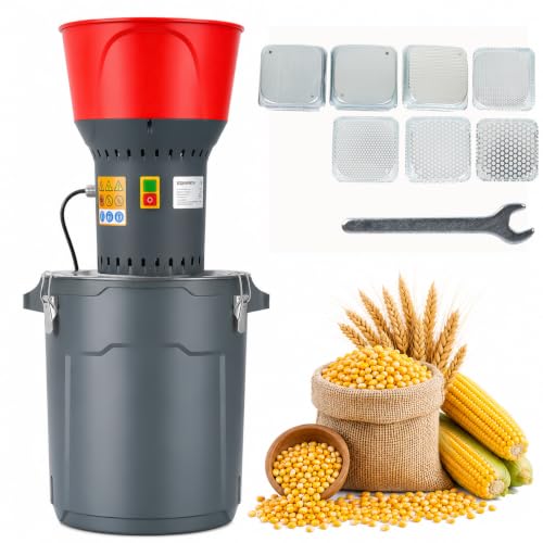 Image of 6.6 Gallon Electric Corn Grinder Mill for Chicken Feed, Grain Mill Grinder with 7 Sieves, Heavy Duty Feed Grinder for Corn, Wheat, Rice, Flour, Livestock Feed, Farm & Homestead Use-Red
