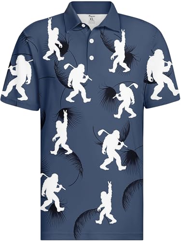 Image of PAGYMO Funny Golf Shirts for Men Crazy Printed Pattern Novelty Moisture Wicking Performance Mens Polo Shirt