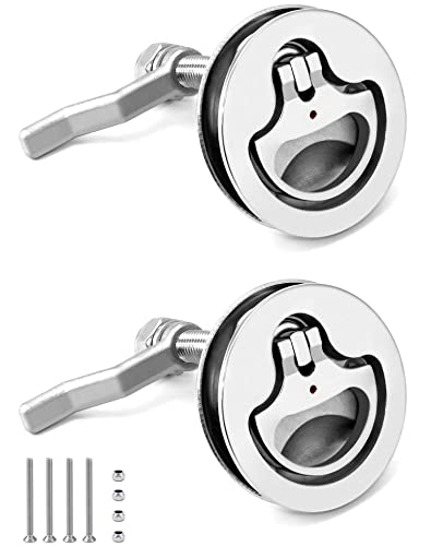 QWORK Boat Cam Latch, 2 Pack Marine 316 Stainless Steel Marine Boat Floor Buckle Hatch Latch, Flush Turning...