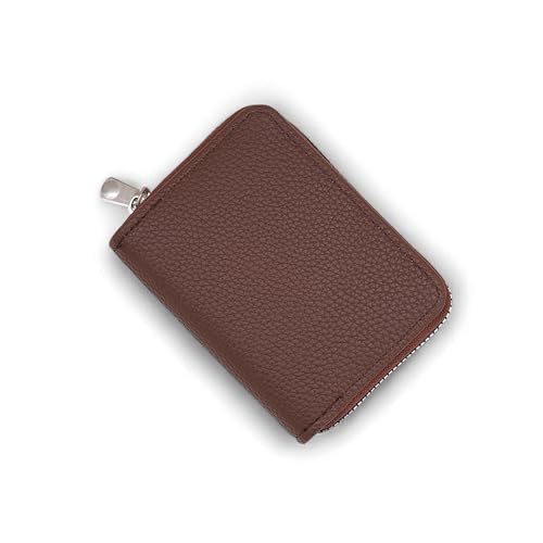 Image of 9 Slot RFID Genuine Leather Credit Debit Card Holder Wallet Money Zipper Coin Purse for Men & Women (Brown 2)