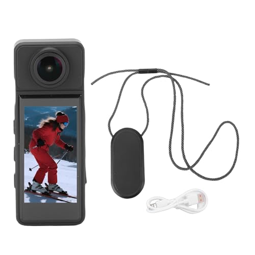 Topiky Cámara Corporal 4K con Micrófono Externo, Cámara POV 4K de Vídeo Ultra Gran Angular con Lente Giratoria de 270 Grados, Mini de Bolsillo de Vídeo y Audio para