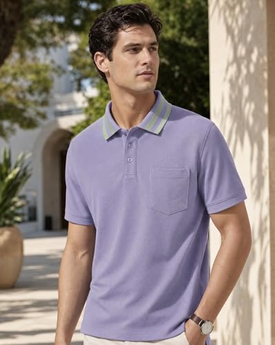 Image of Nobero Striped Collar Regular Fit Polo T Shirt for Men | Polo t-Shirts for Men | Regular Fit | Striped Collar | Premium Fabric | Casual & Smart Casual