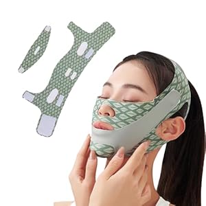 Beauty Face Sculpting Sleep Mask Adjustable Face Silicone Reduce Facial Chin Double Bandage Lifting Tightening Mask Skin Care (Green)