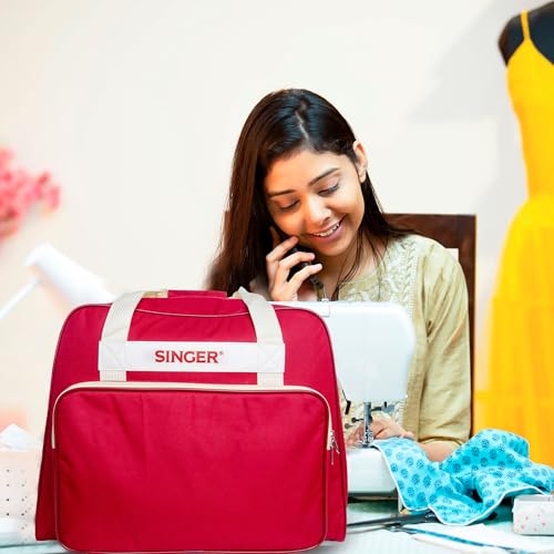 image for SINGER | Machine Carrying Case, Brick Color, Spacious Case Fits Most S