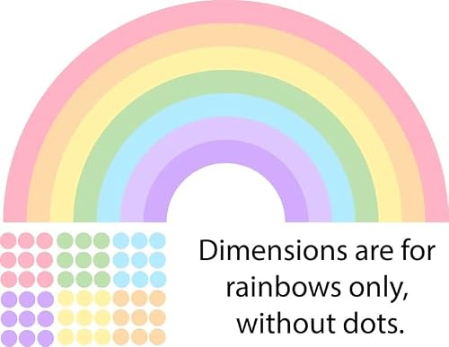 Large Rainbow Decal For Girl Bedroom, Gift Polka Dots Wall Stickers Kids, Pastel Rainbow Vinyl Sticker Playroom, Rainbow Nursery Decoration (30 Tall X 60 Wide Inches) #TOP1