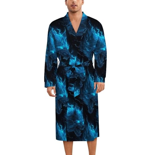 Robe de nuit en soie loup bleu flamme : l'élégance d'un kimono de nuit haut de gamme