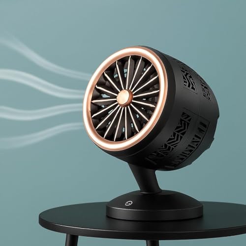 Image of 4000mAh High Speed ๐๐๐๐ก๐๐ซ๐ ๐๐๐๐ฅ๐ Table Fan for Home, ๐๐ฌ๐๐ข๐ฅ๐ฅ๐๐ญ๐ข๐ง๐ ๐๐๐ง with ๐๐๐ ๐๐ข๐ ๐ก๐ญ | ๐๐๐ ๐๐๐ซ๐ฌ๐จ๐ง๐๐ฅ Fan, ๐ ๐๐ฉ๐๐๐ (T - Black)