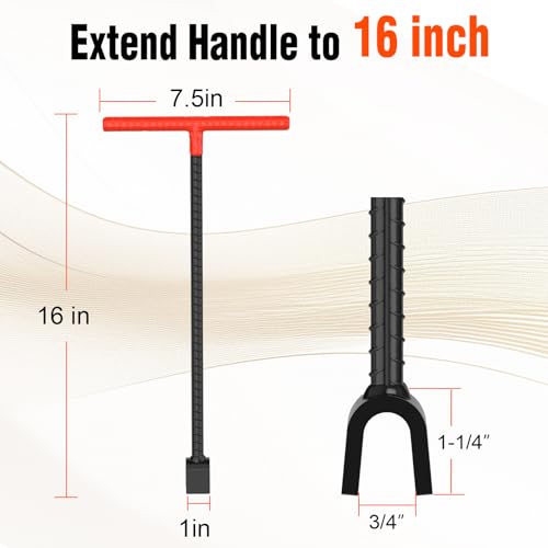 Image of Eapele Water Meter Key 16 inch Enforced Steel T-Handle With 4-way Multi-Functional Universal Cross Key