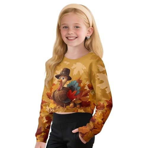 Girls Long Sleeve Shirts 5-14 Crewneck Long Sleeve Crop Tops for Kids Sweatshirts for School3