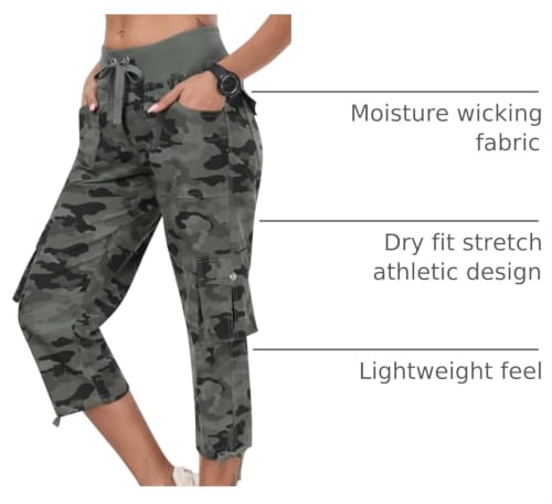 Image of MoFiz Womens Capris with Pockets Loose Fit Casual Capri Pants Dressy Lightweight Ladies Baggy Cargo Pants for Hiking