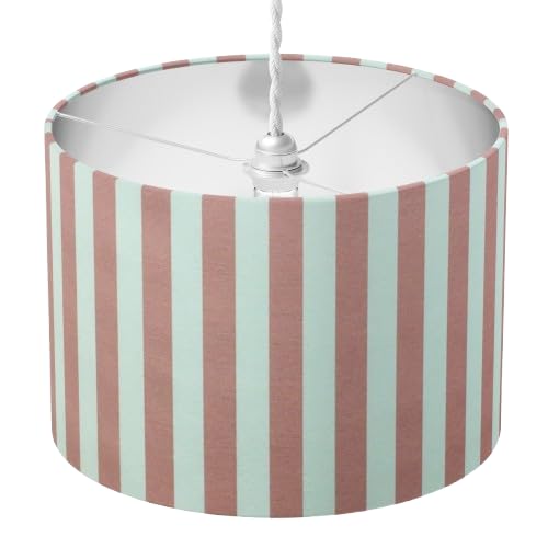 Blush Pink Lampshade, Stripe Lampshade, Dusty Rose Light Shade, Light Pink Romantic Shabby Chic Boho Country Cotton Fabric Drum Lampshade for Table Floor Lamp Ceiling Pendant Bedroom Home Decor Gift