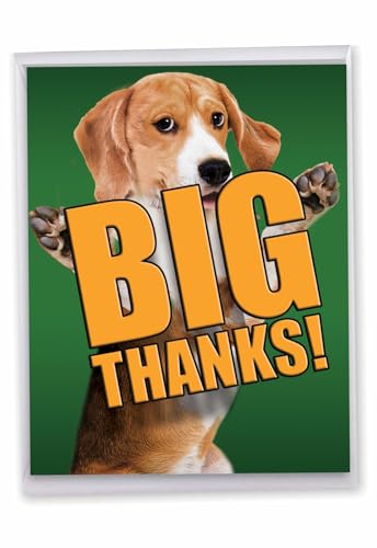 The Best Card Company - 1 Large Thank You Card (8.5 x 11 Inch) - Animal Stationery Greeting, Cute Whimsical Gratitude Card - Dog Big Thanks J2369DTYG