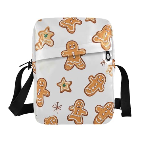 Crossbody Bag Cute Christmas Gingerbread Man Messenger Bag for Women Men Purse Shoulder Bag Satchel Bag with Adjustable Strap 202b6684