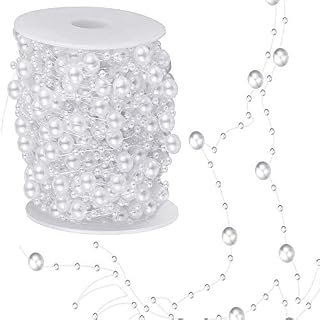 DRERIO 30m Pearl Beads Garland String White Pearl Beads Chain Pearl Beads Curtain Beads String for Christmas Tree Decoration, Hair Accessories, Wedding Partyedding Party Christmas Tree Decoration