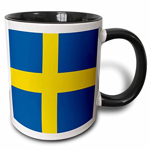 3dRose Sweden Flag 15oz Two-Tone Black Mug